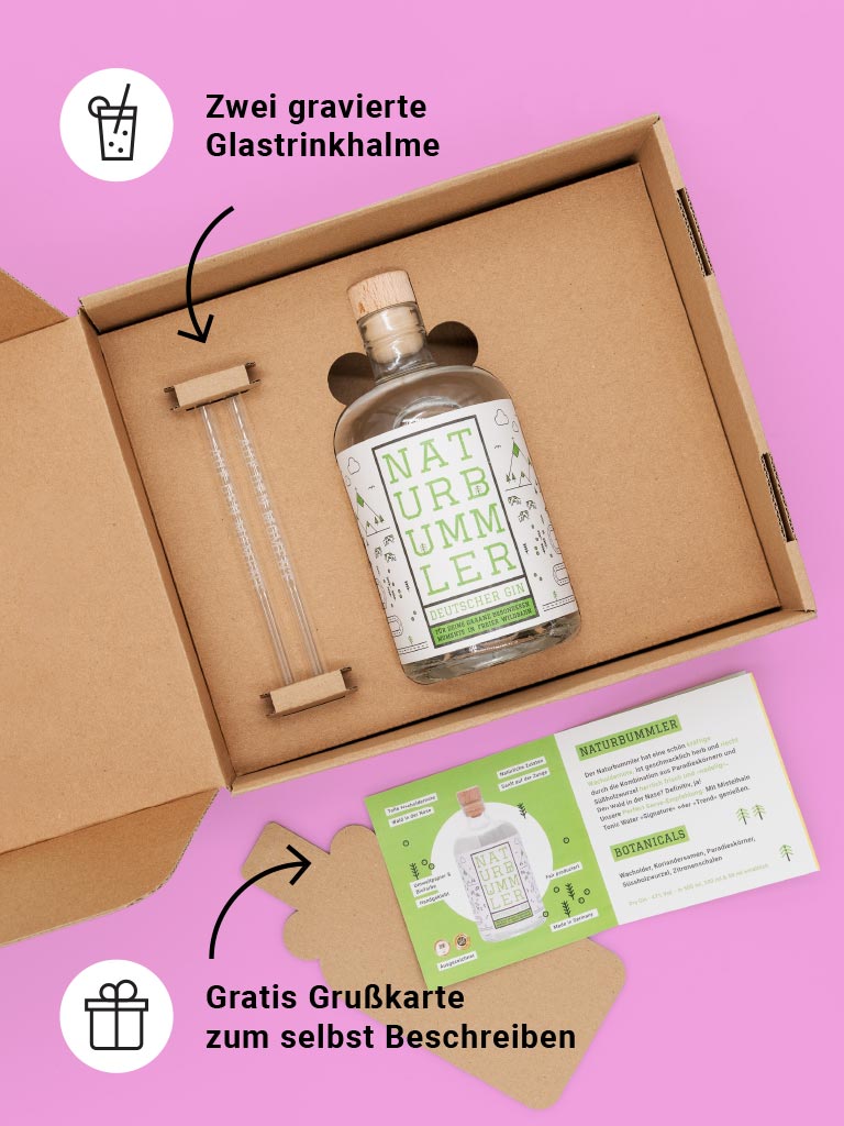 NATURBUMMLER GIN + »DANKE« GESCHENKBOX | PINK